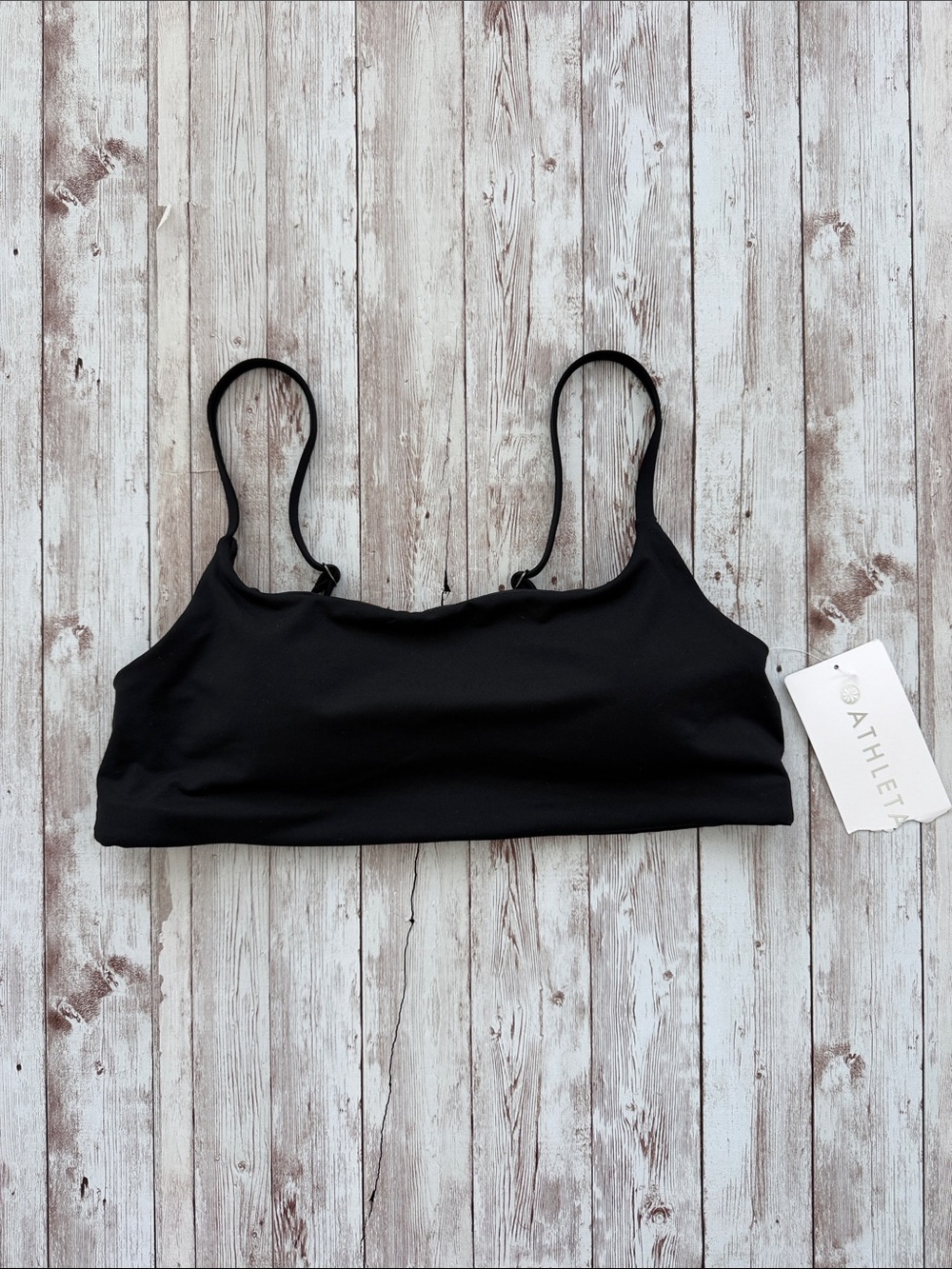 Athleta Scoop Bikini Top sz Medium A-C Black Adjustable Bralette Pads